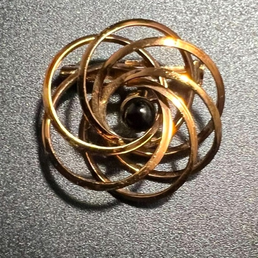 Vintage Copper Atomic Flower Brooch Solid Copper Mid Century Pin